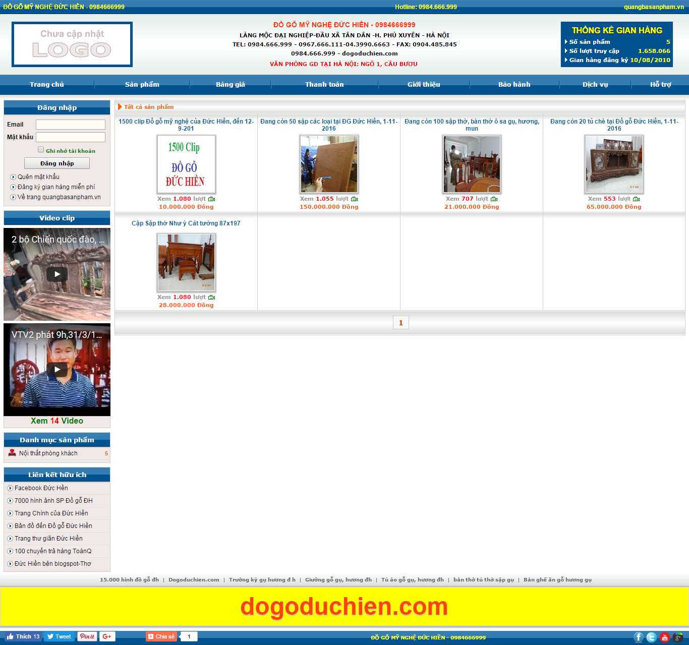 Thiết kế website đồ gỗ mỹ nghệ, bàn ghế gỗ, bàn thờ, đồ gỗ trang trí